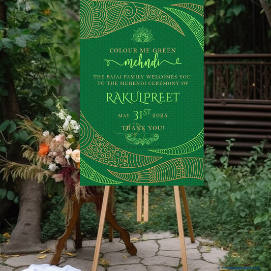 Green Color Mandala Welcome Board for Mehndi