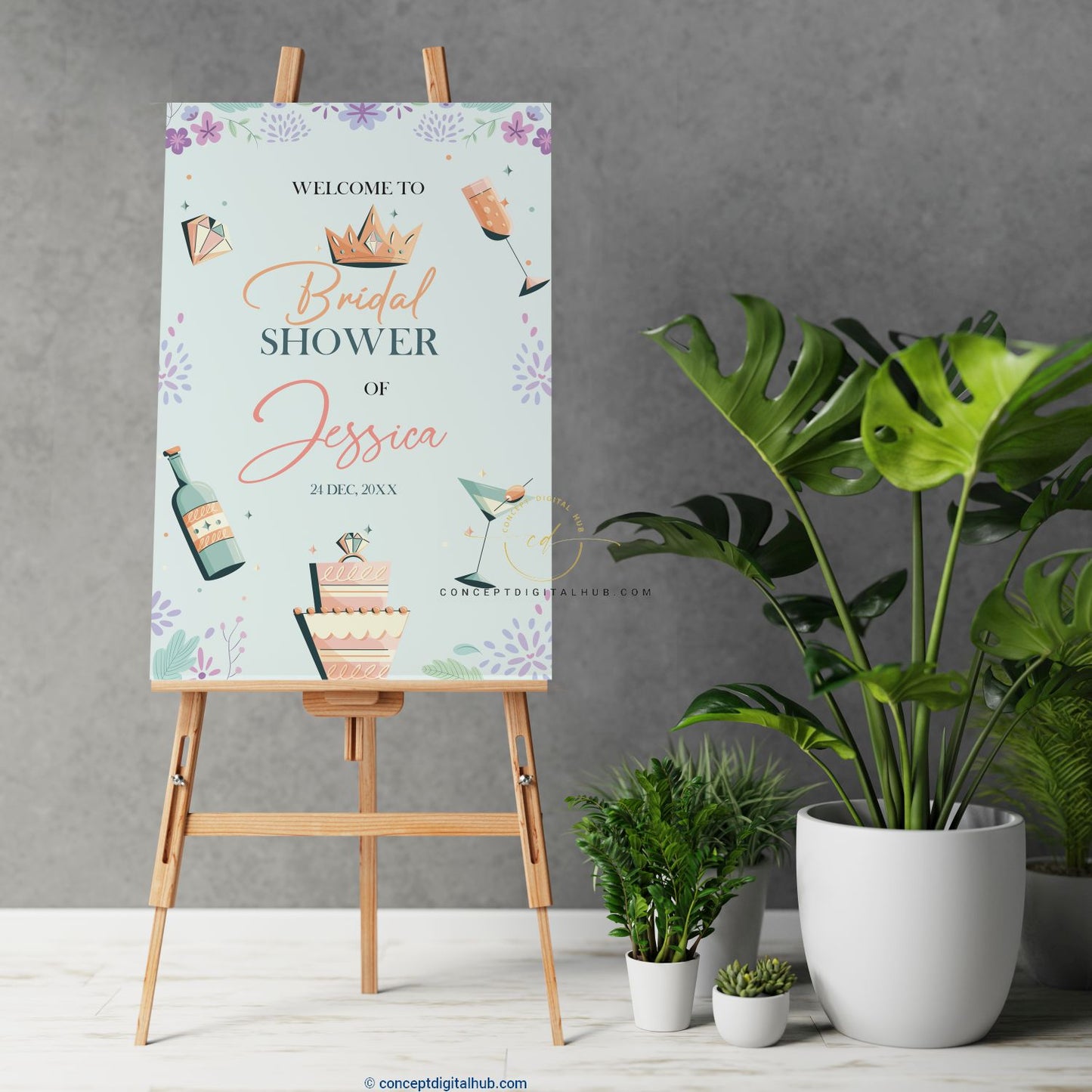 Bridal Shower Crown Welcome Sign Board