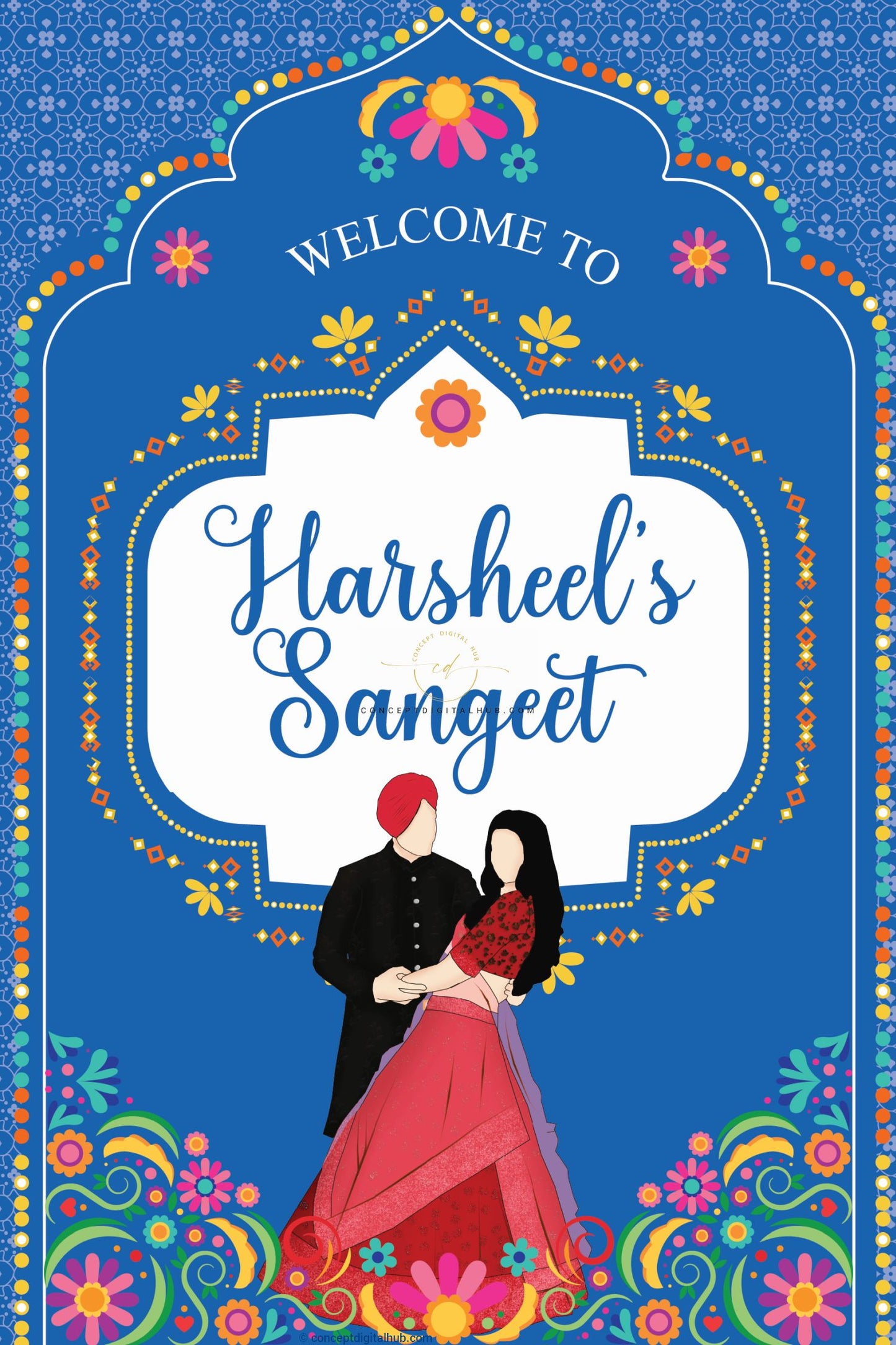 Blue Tone Sangeet Welcome Sign Board