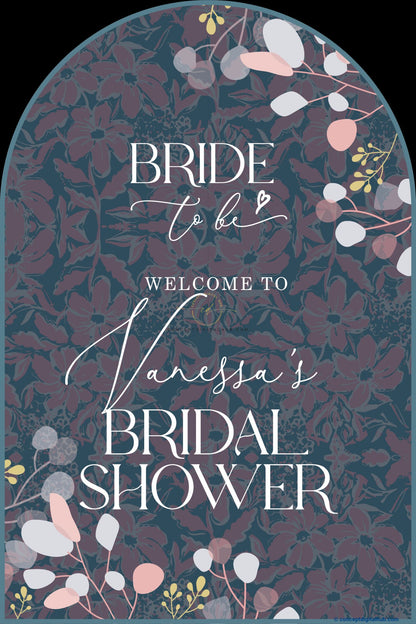 Slate Blue Color Berry Sprigs Welcome Board for Bridal Shower