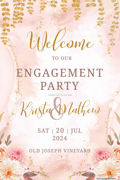 Floral Engagement Welcome Sign Board