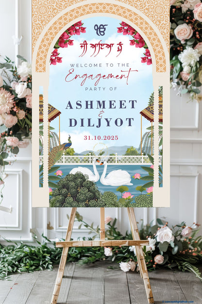 Burrly Wood Color Water Garden Welcome Board for Engagement