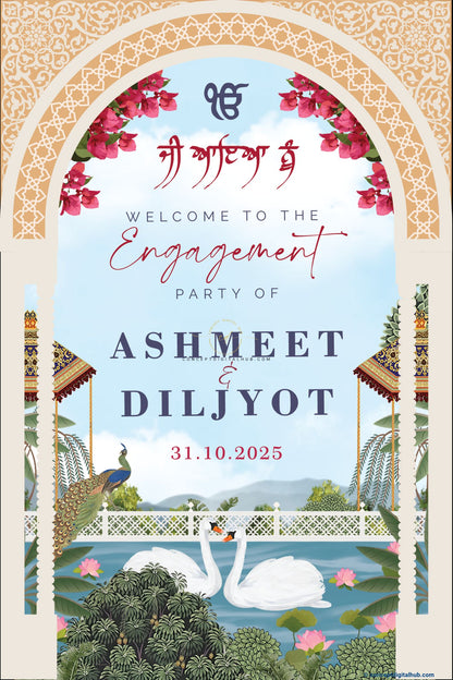 Burrly Wood Color Water Garden Welcome Board for Engagement