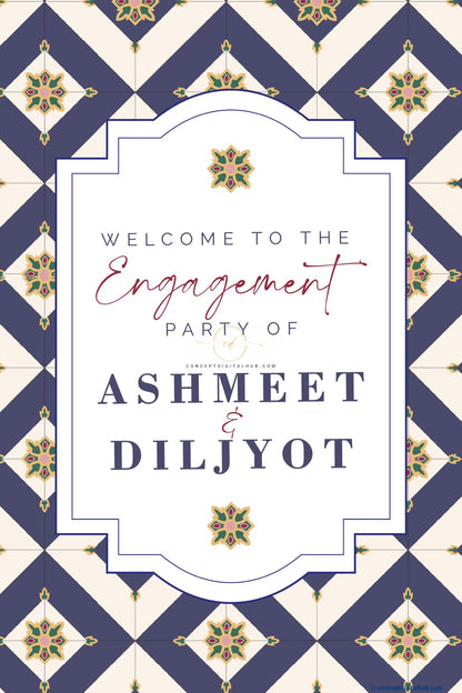 Mulled Wine Color Tilling Pattern Welcome Board for Engagement