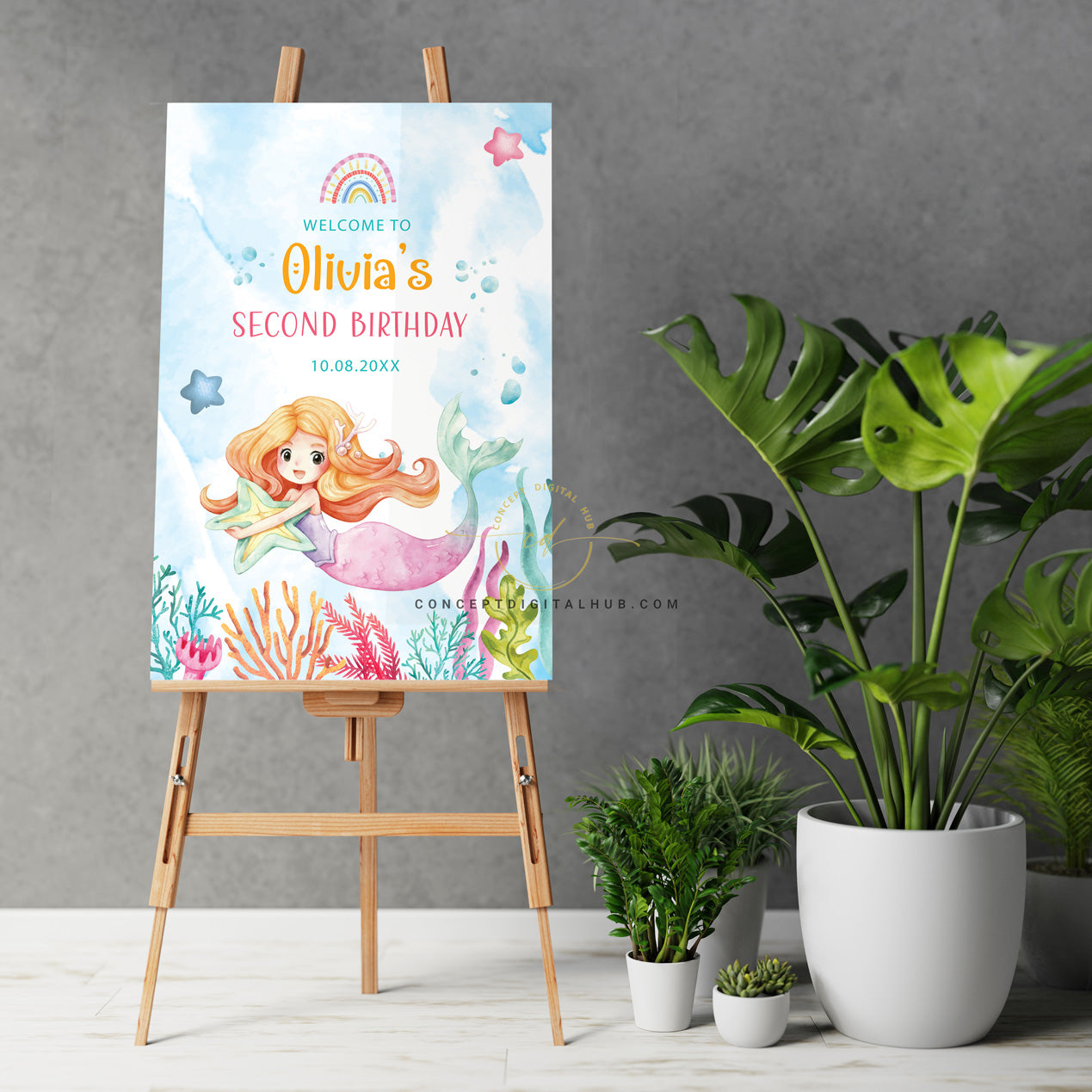 Mermaid Birthday Welcome Board