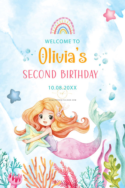 Mermaid Birthday Welcome Board