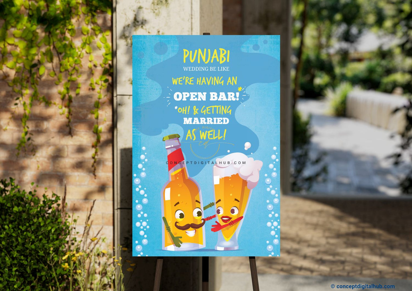 Blue Punjabi Fusion Welcome Sign Board