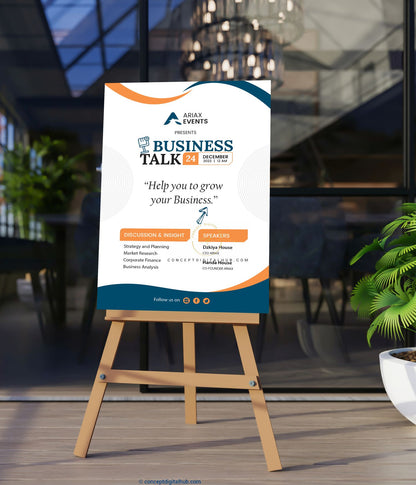 Business Talk Welcome Sign Board In Teal Blue