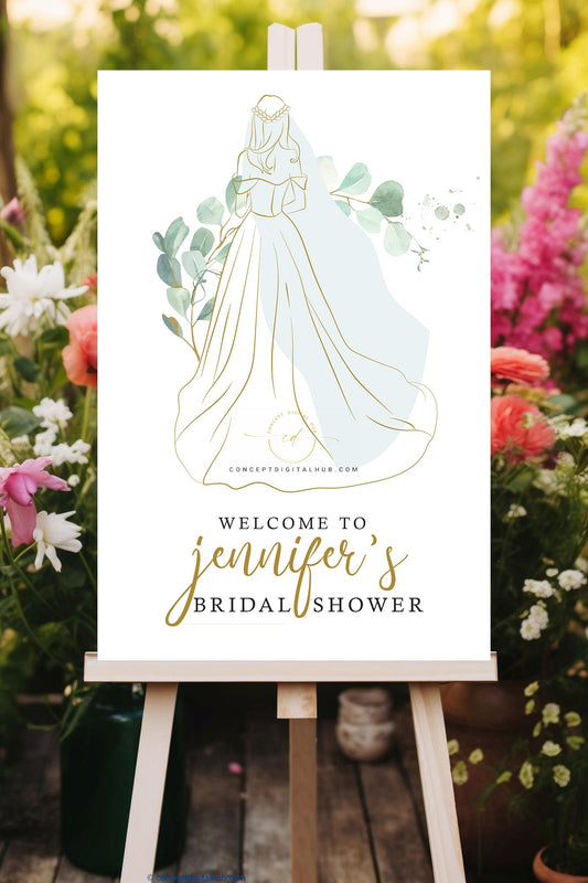 Minimal Bridal Shower Welcome Sign Board