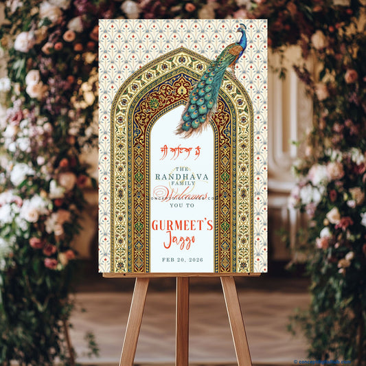 Ivory Color Peacock Welcome Board for Jaggo