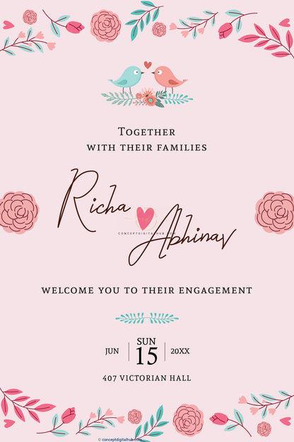 Pink Engagement Welcome Sign Board