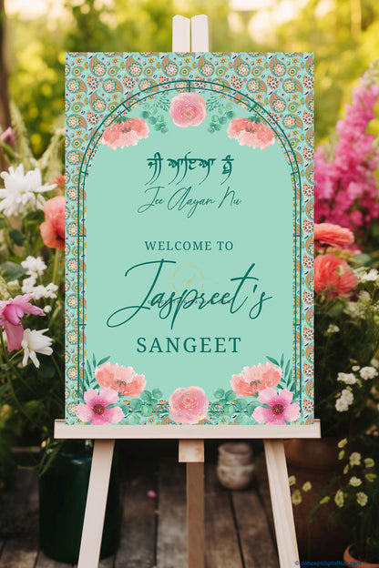 Green Sangeet Welcome Sign Board