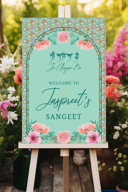 Green Sangeet Welcome Sign Board