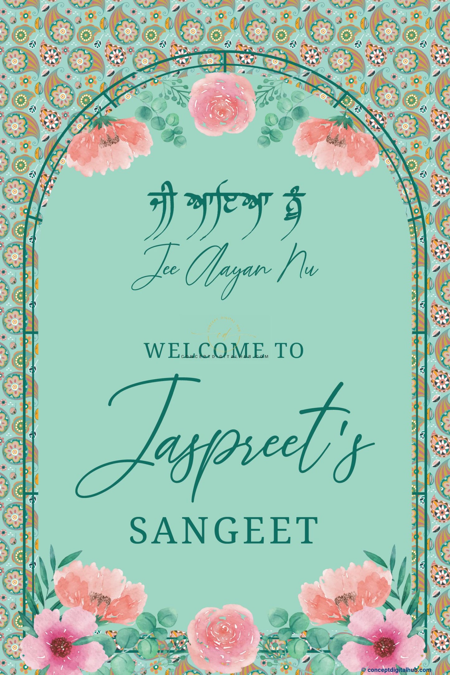 Green Sangeet Welcome Sign Board