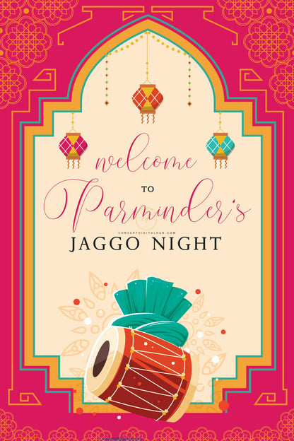 Pink Jaggo Night Welcome Sign Board