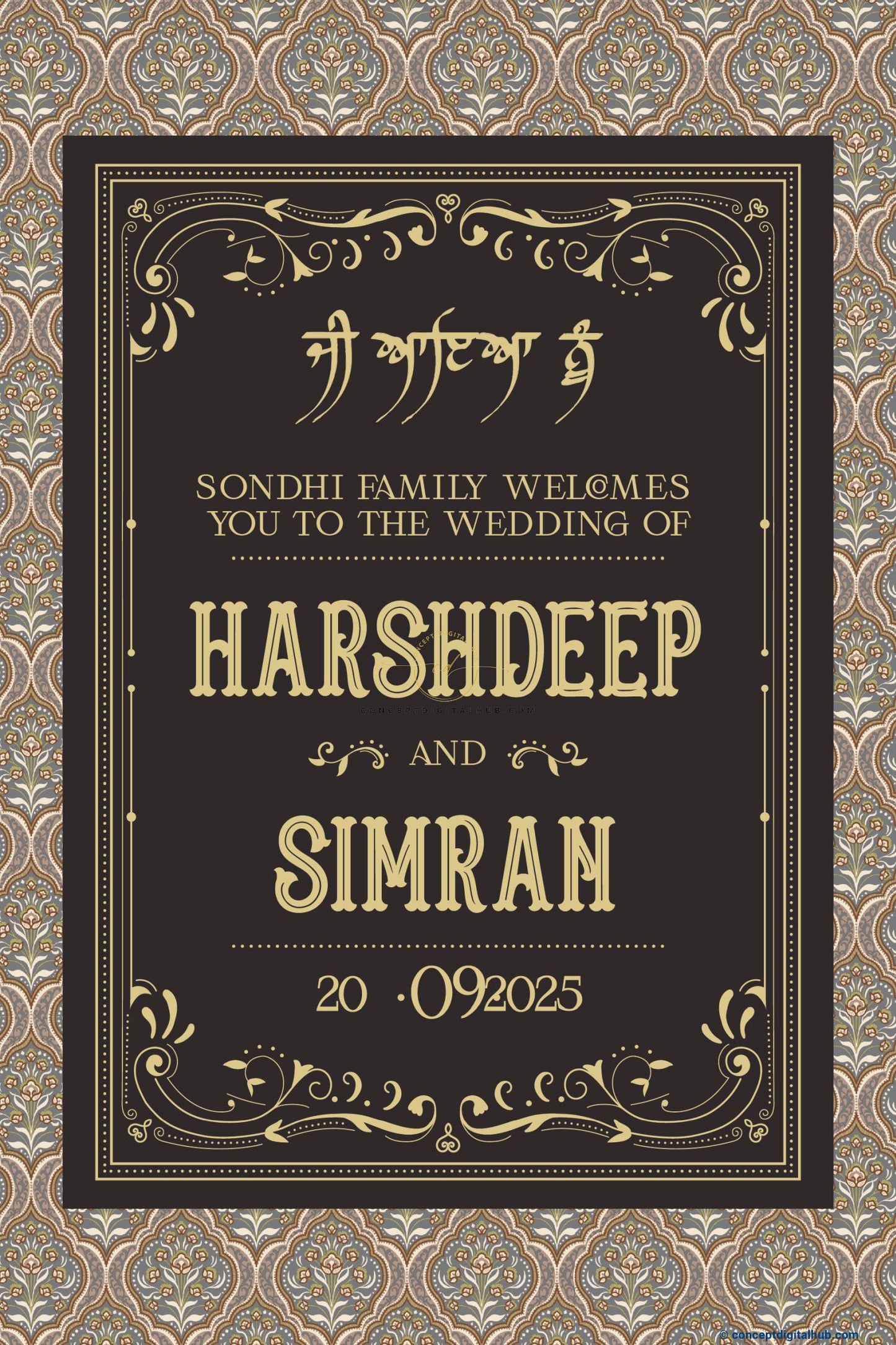 Sand Color Royal Welcome Board for Wedding Week