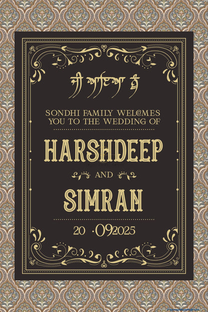 Sand Color Royal Welcome Board for Wedding Week