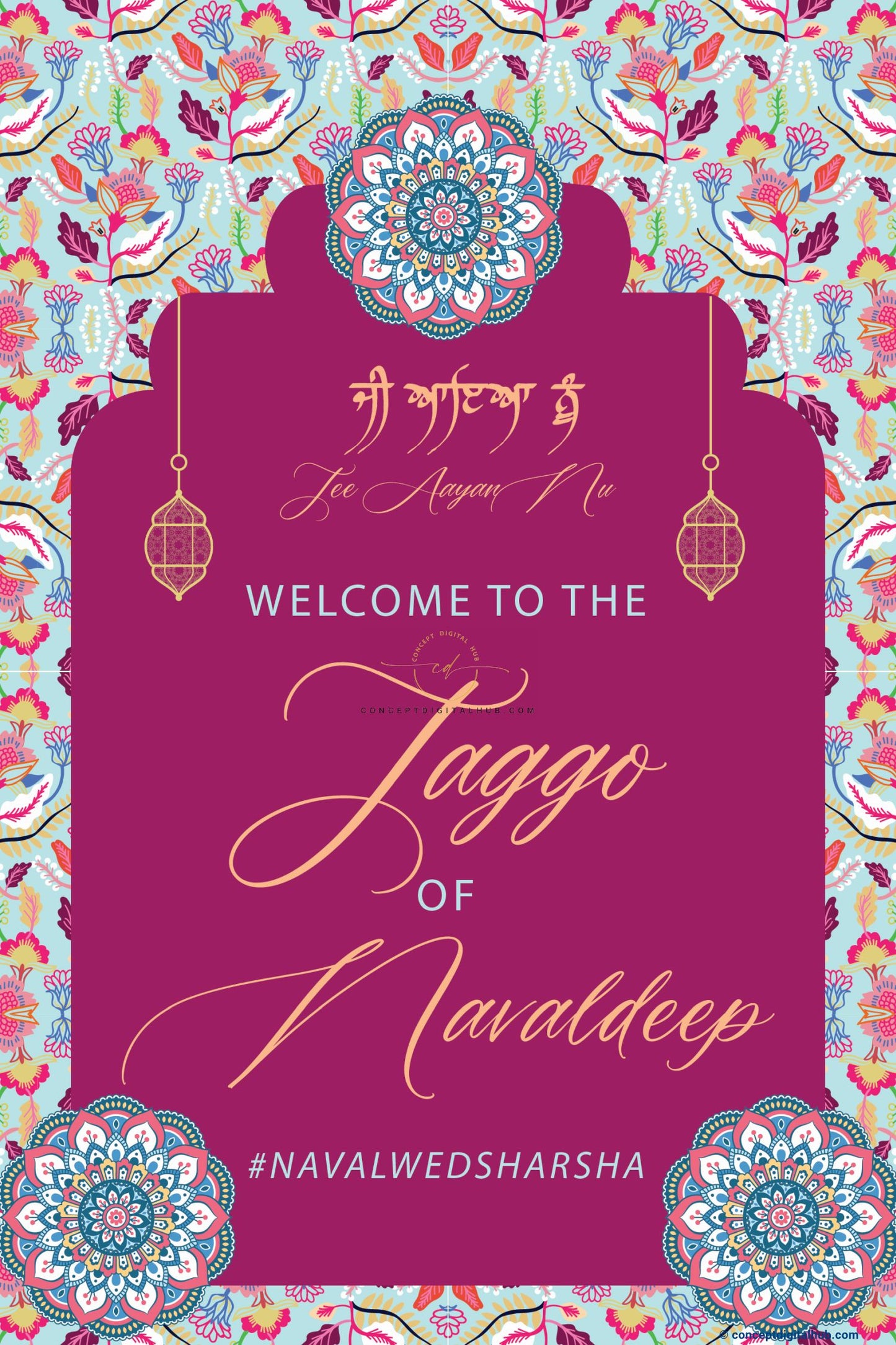 Mehroon Traditional Jaggo Welcome Sign Board