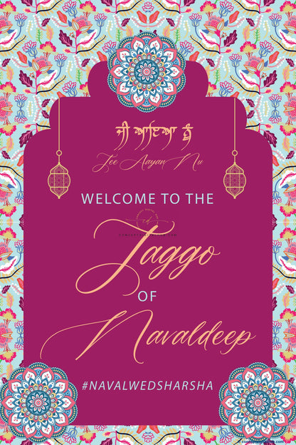 Mehroon Traditional Jaggo Welcome Sign Board