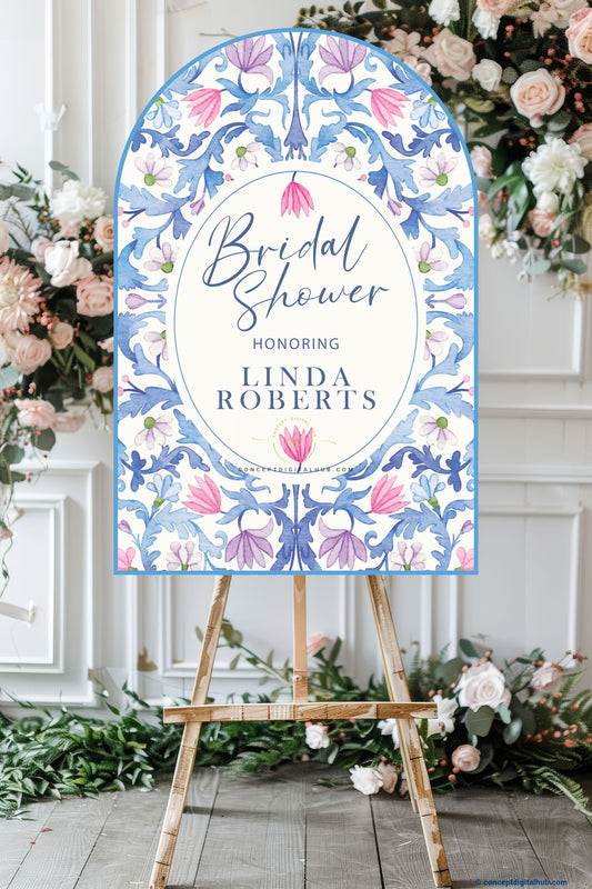 Soapstone Color Floral Welcome Board for Bridal Shower