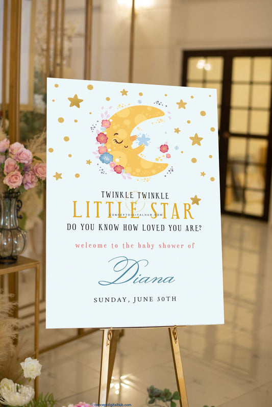 Star and Moon Baby Shower Welcome Board