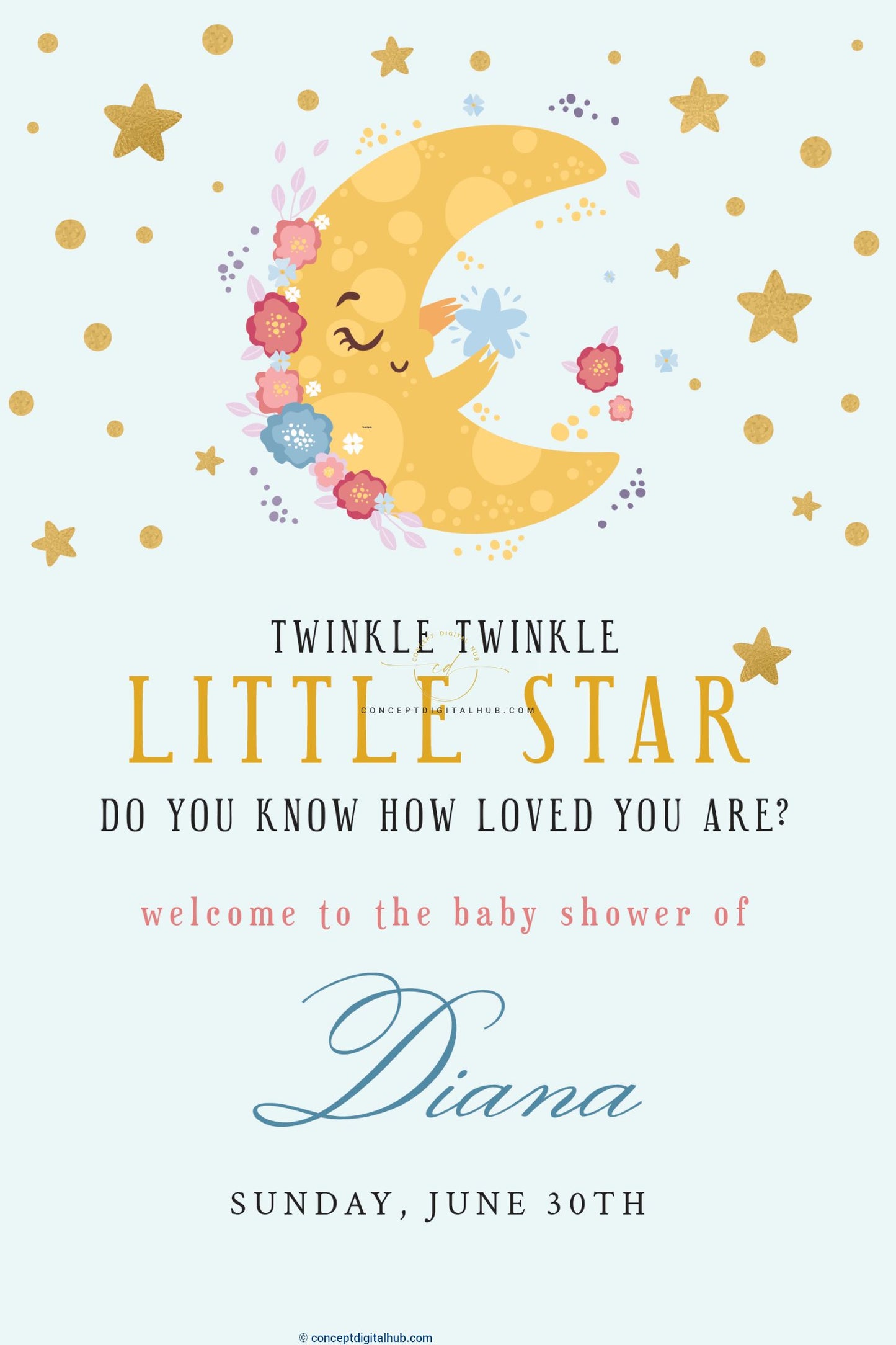 Star and Moon Baby Shower Welcome Board