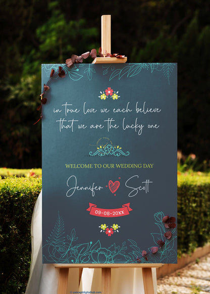 Wedding Day Green Welcome Sign Board