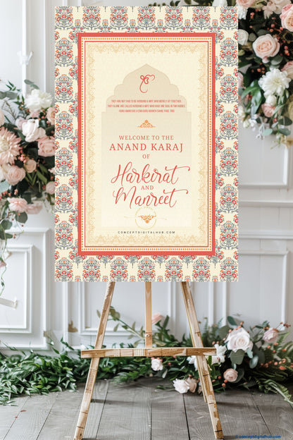 Beige Color Mughal Art Welcome Board for Wedding Week