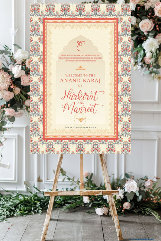 Beige Color Mughal Art Welcome Board for Wedding Week