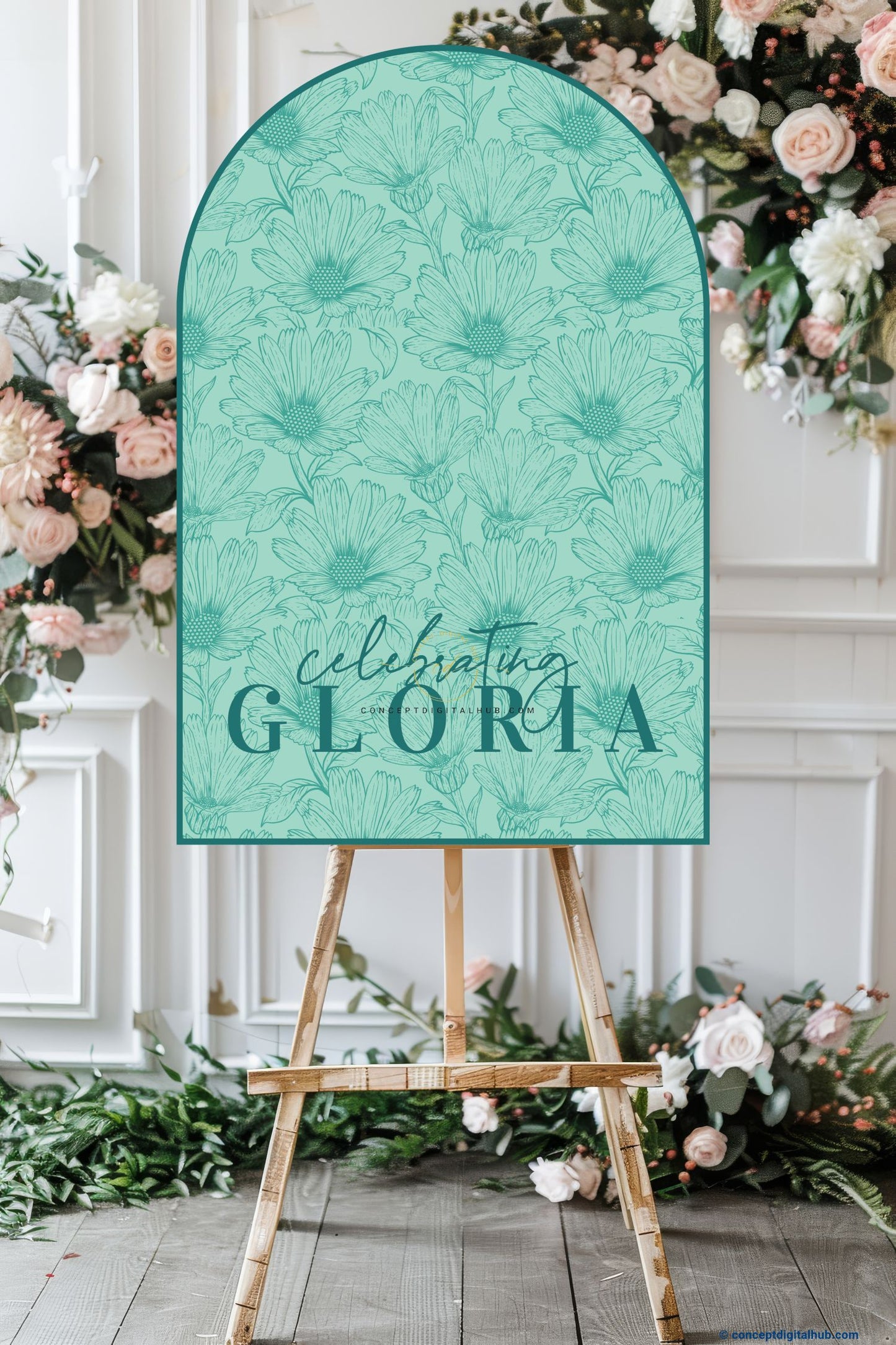 Aqua Island Color Floral Welcome Board for Celebration