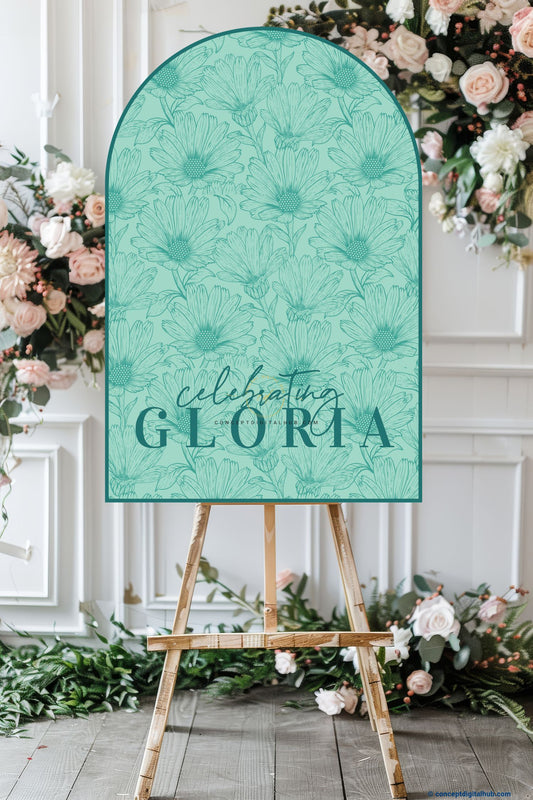 Aqua Island Color Floral Welcome Board for Celebration