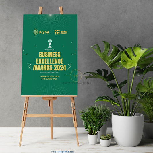 Green Corporate Event Welcome Sign Board