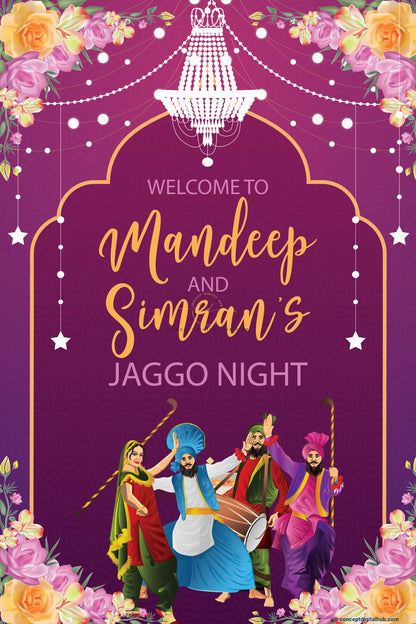 Dhol Night Jaggo Welcome Sign Board