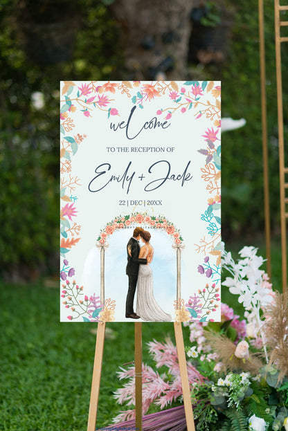 Colorful Wedding Reception Welcome Sign Board