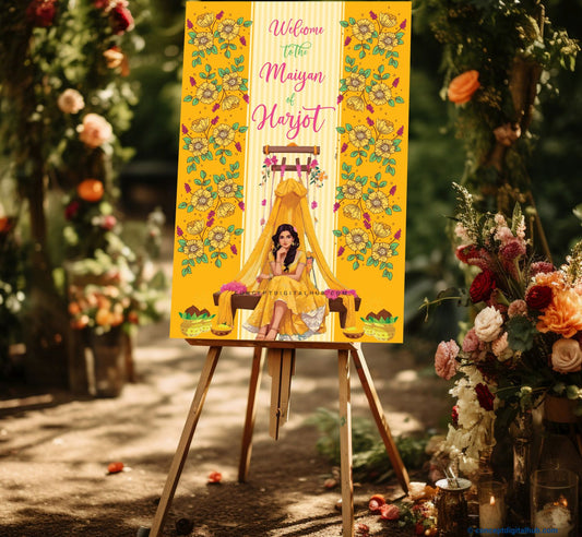 Bridal Haldi Welcome Sign Board for Maiyan