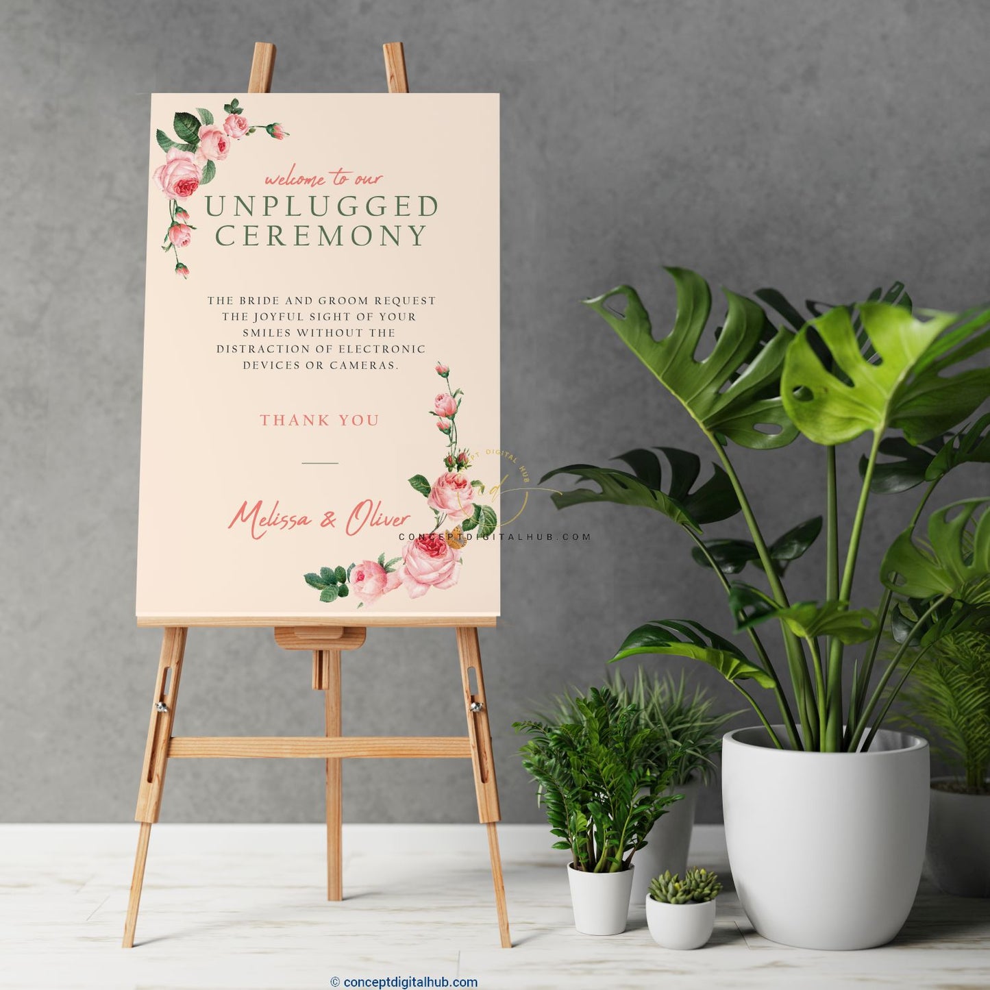 Wedding Welcome Sign Board With Roses