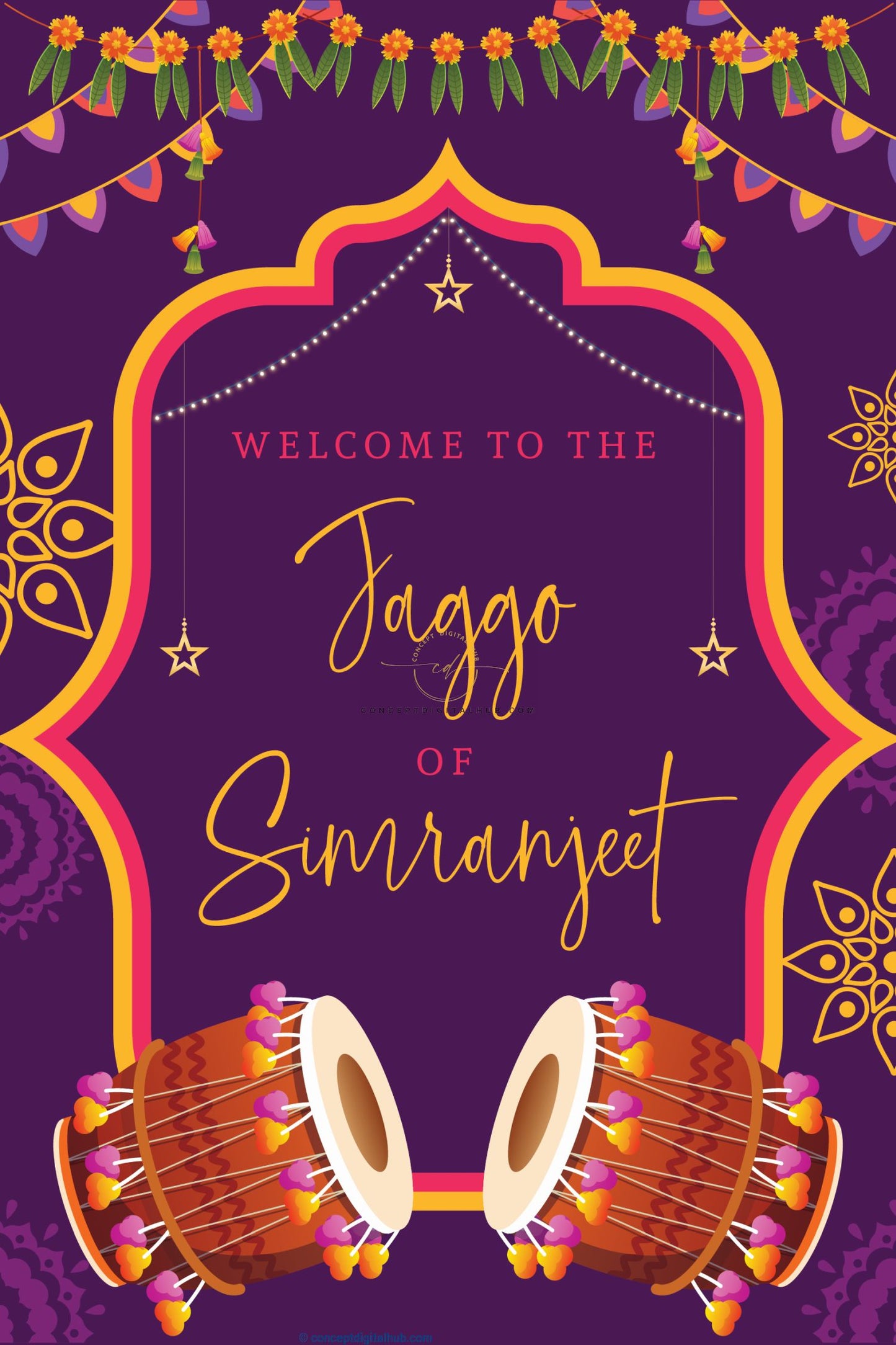 Purple Jaggo Welcome Sign Board