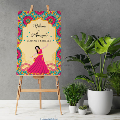 Contemporary Sangeet Welcome Board Sign