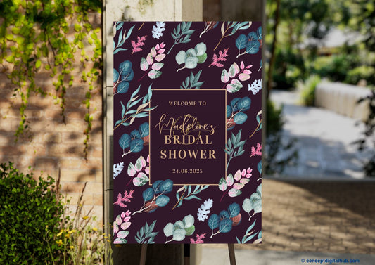 Bleached Cedar Color Colorful Plants Welcome Board for Bridal Shower