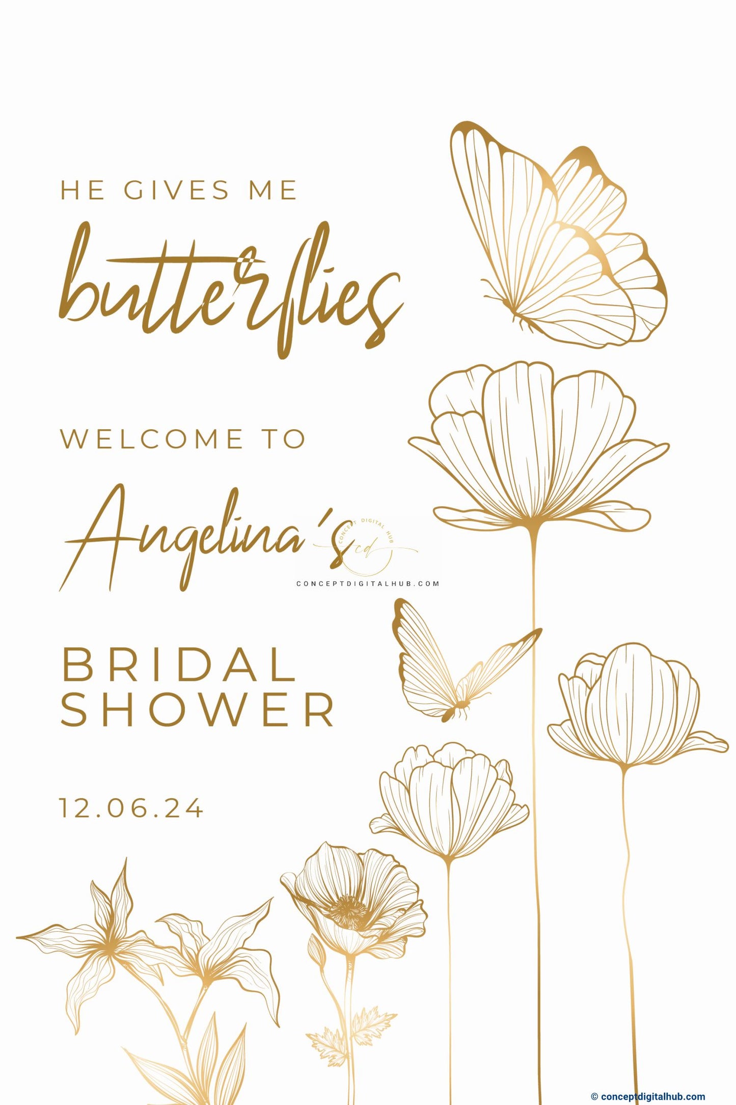 Butterflies Bridal Shower Welcome Sign Board