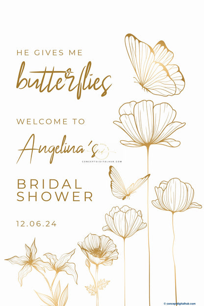 Butterflies Bridal Shower Welcome Sign Board