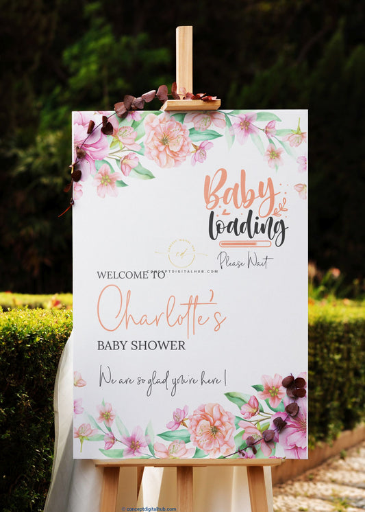 Flowered Baby Shower Welcome Sign Board