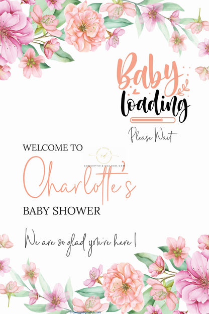 Flowered Baby Shower Welcome Sign Board