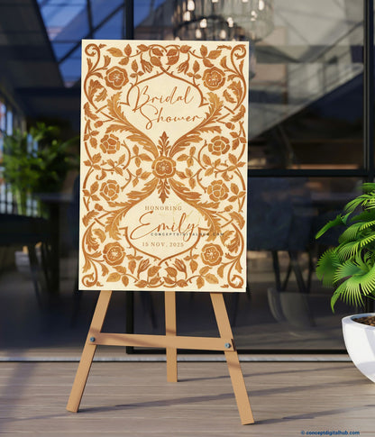 Dairy Cream Color Floral Vines Welcome Board for Bridal Shower