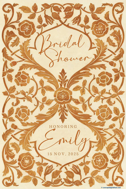 Dairy Cream Color Floral Vines Welcome Board for Bridal Shower