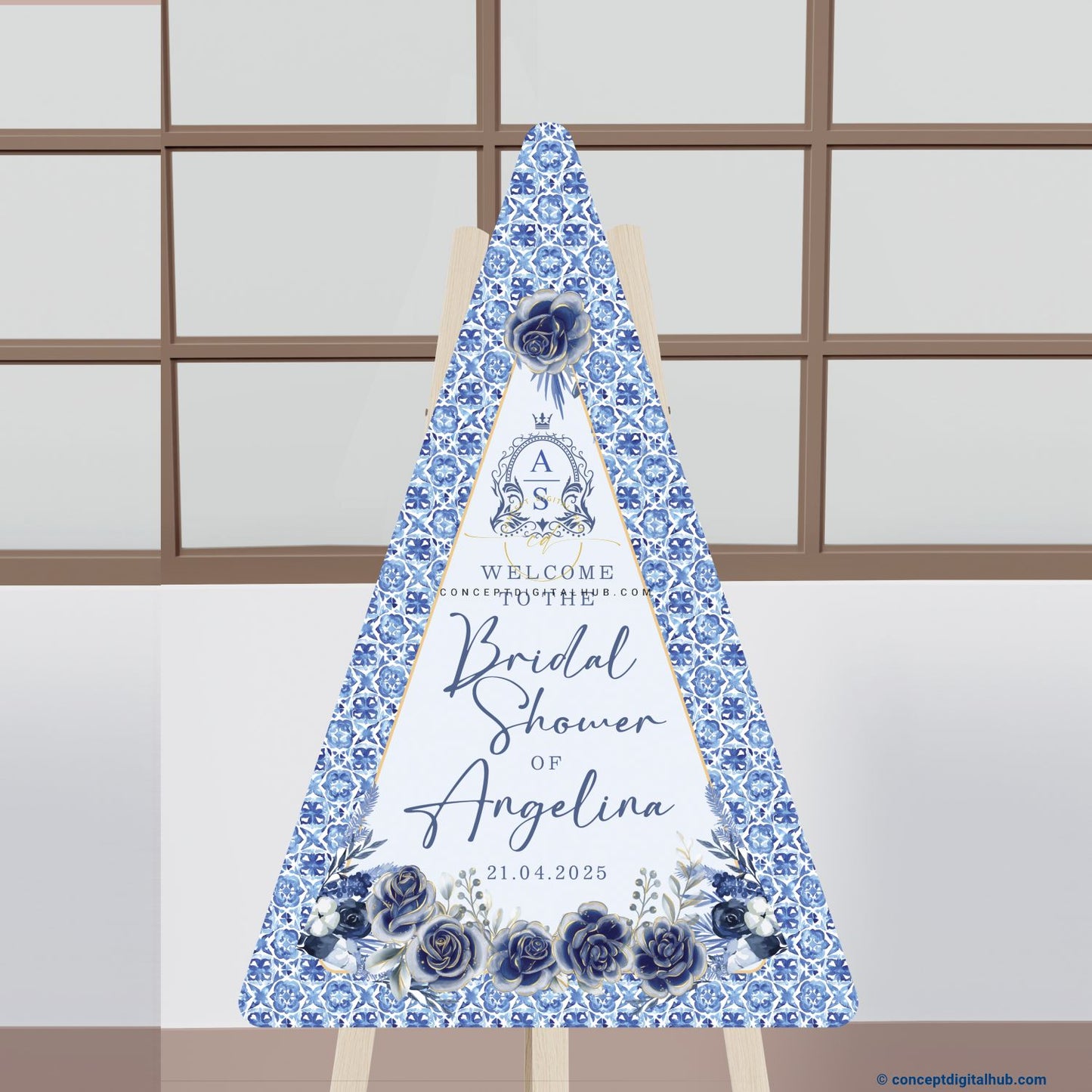 Blue Color Flowers Welcome Board for Bridal Shower
