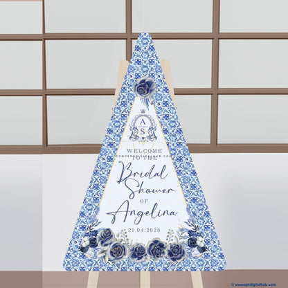 Blue Color Flowers Welcome Board for Bridal Shower