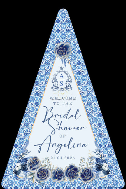 Blue Color Flowers Welcome Board for Bridal Shower
