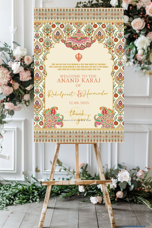 Wheatfield Color Paisley Welcome Board for Sangeet