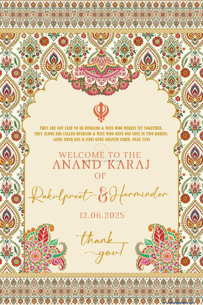 Wheatfield Color Paisley Welcome Board for Sangeet